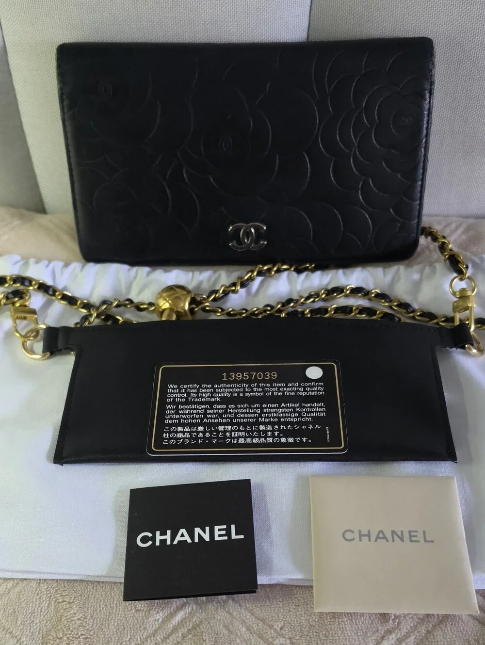 Authentic CHANEL Black  Leather Wallet/Clutch